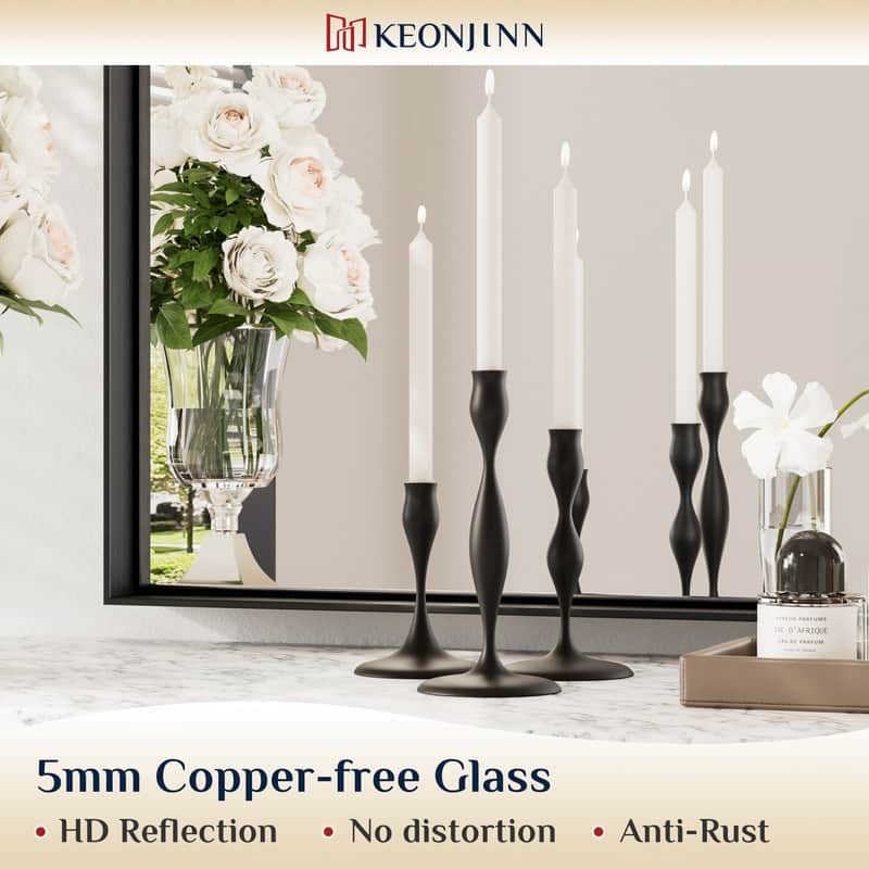Keonjinn Aluminum Framed Wall Mount Bathroom Vanity Mirror