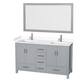 Option Gray, White Cultured Marble Top, Chrome Trim