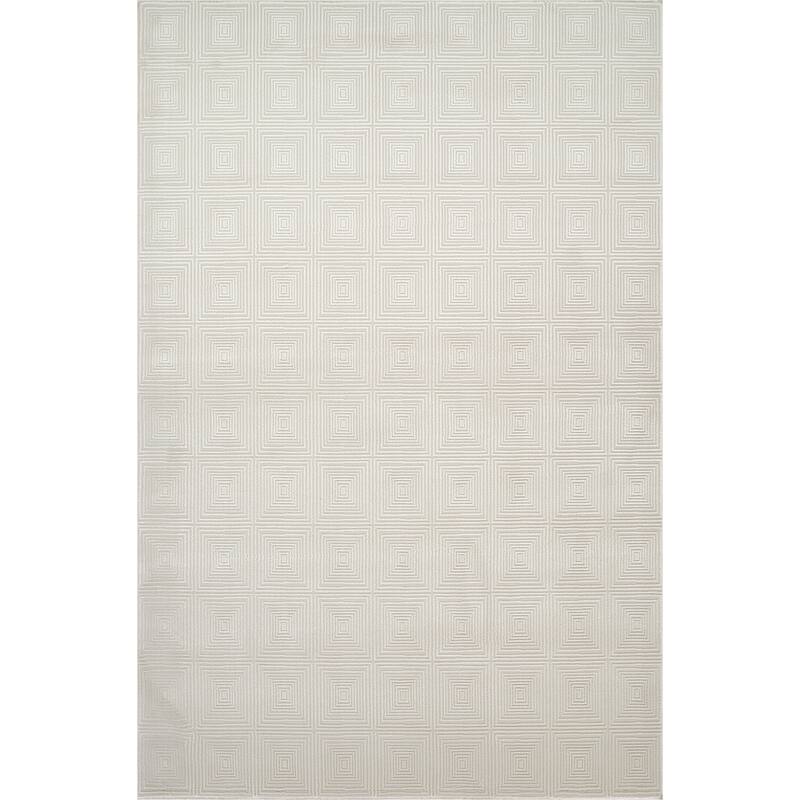 Omari Collection Cream Geometric Traditional Area Rug - 3'7 X 5'7