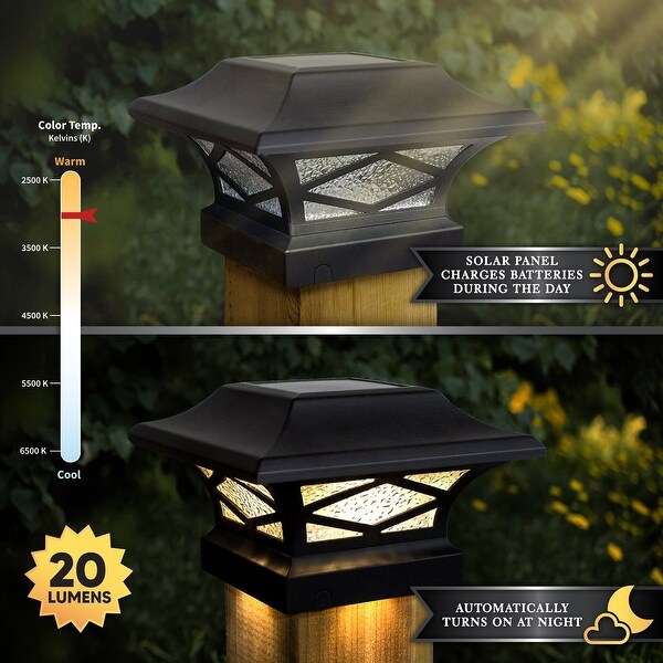 Classy Caps Kingsbridge Black Dual Lighted Solar Post Cap SLK807B 2 Pack