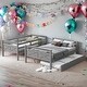 preview thumbnail 1 of 15, Twin over Full Bunk Bed with Ladder, Twin Size Trundle, Safety Guardrail Grey