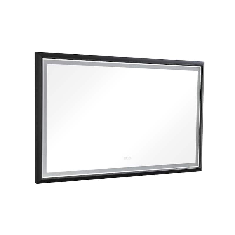 Extra Large LED Lighted Bathroom Mirror - Wall Mounted Vanity Mirror with Anti-Fog Function - White - 5'x3'