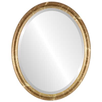 Pasadena Framed Oval Mirror in Champagne Gold - Antique Gold