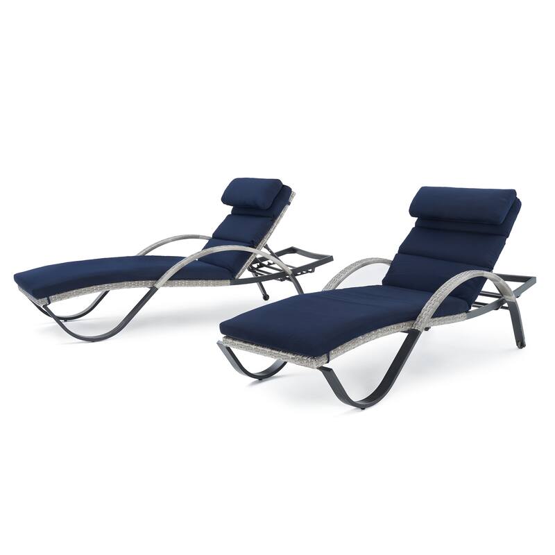 Cannes 2 Piece Sunbrella Outdoor Patio Chaise Lounges with Cushions