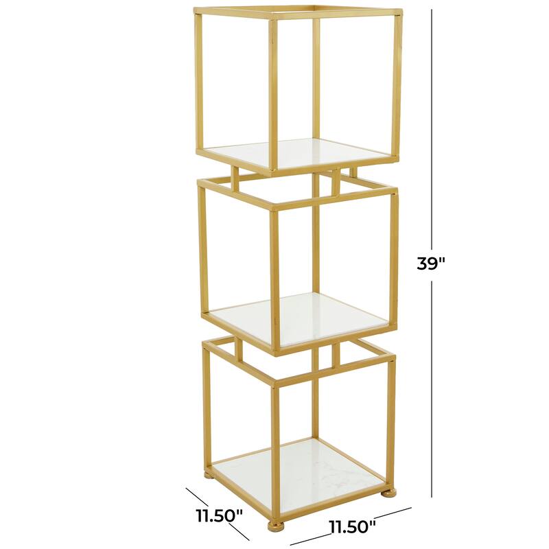 Gold Marble Shelving Unit with 3 Marble Shelves