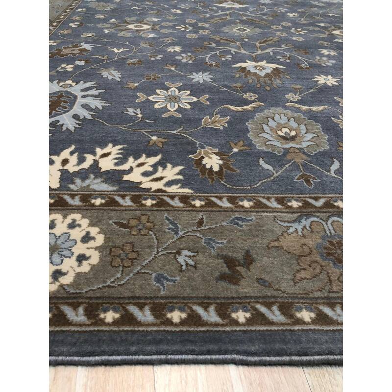 Hand Crafted Wool Dark.Gray Traditional Oriental Oushak Rug - 8' x 10'
