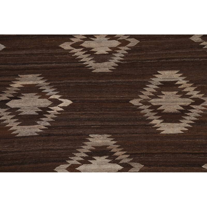 Natural Dye Geometric Tribal Kilim Oriental Area Rug Wool Hand-woven - 5'3" x 6'8"