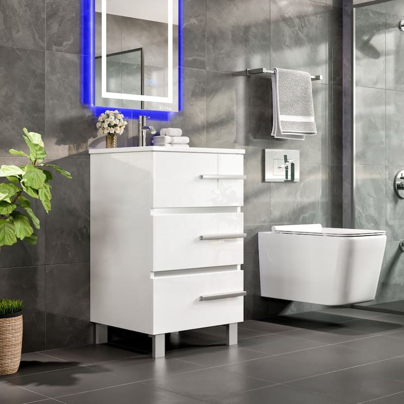 Eviva Deluxe 24"W Bath Vanity with White Porcelain Integrated Sink