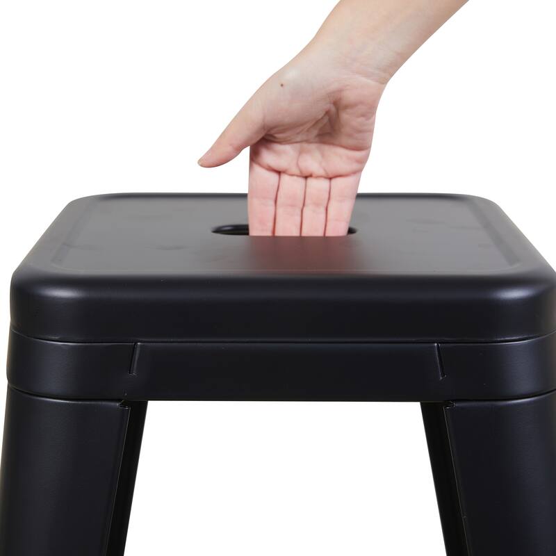 AC Pacific 24 Inch Industrial Stackable Metal Counter Stools Set of 4