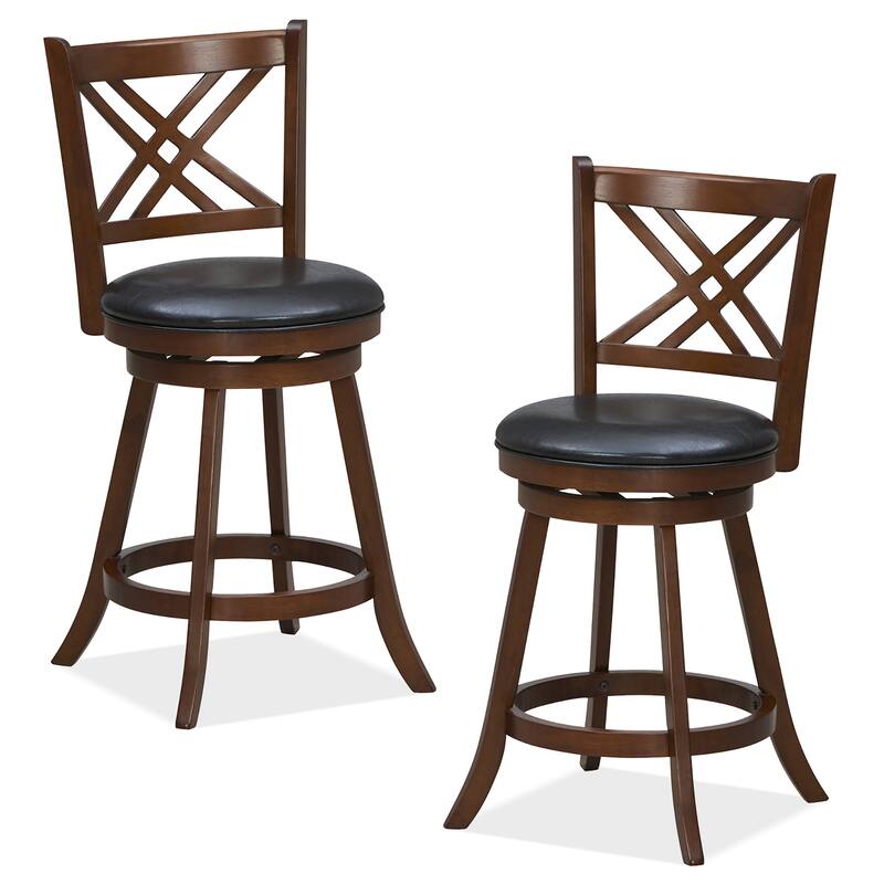 Gymax Swivel Barstools Set of 4 24'' Counter Height Bar Chairs with