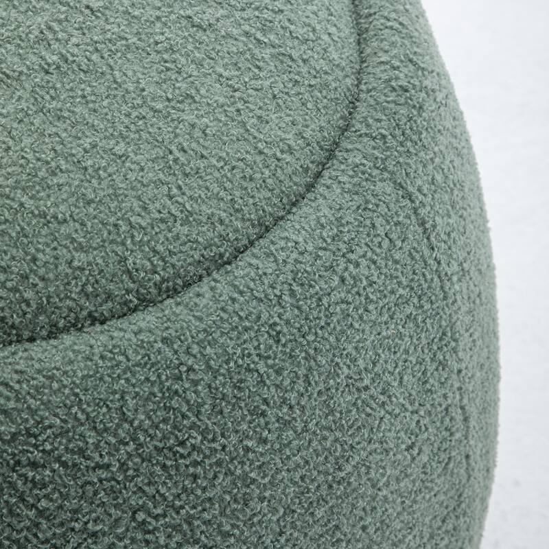 SEYNAR 25" Faux Sherpa Round Storage Ottoman - Large Cozy Bouclé Footrest Stool