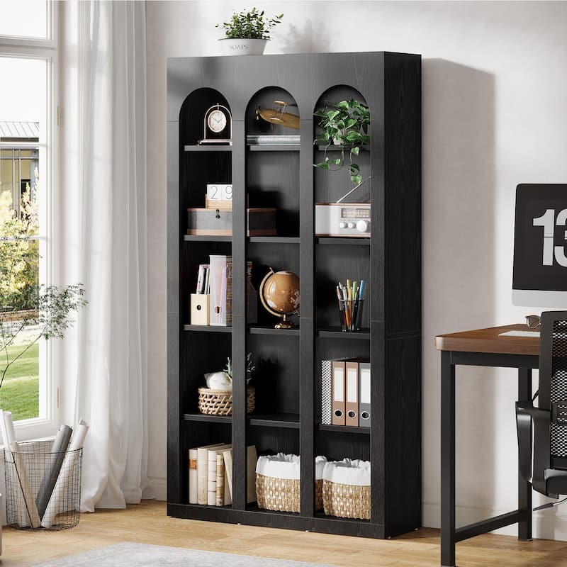 5-Tier Arched Bookshelf, 70.87-Inch Tall Bookcase for Home Office, Living Room - 39.37" W x 11.81" D x 70.87" H