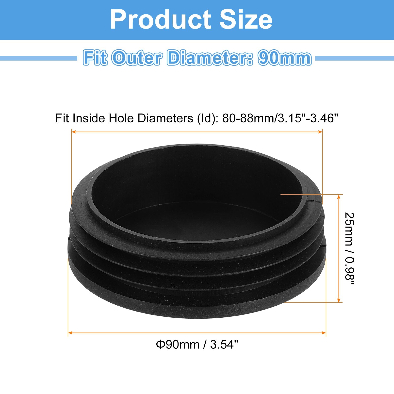 Plastic Plug, Black Tubing End Cap Plugs, Furniture Leg Pipe Insert, Glide Protection for Chair, Sofa, Table, Shelf