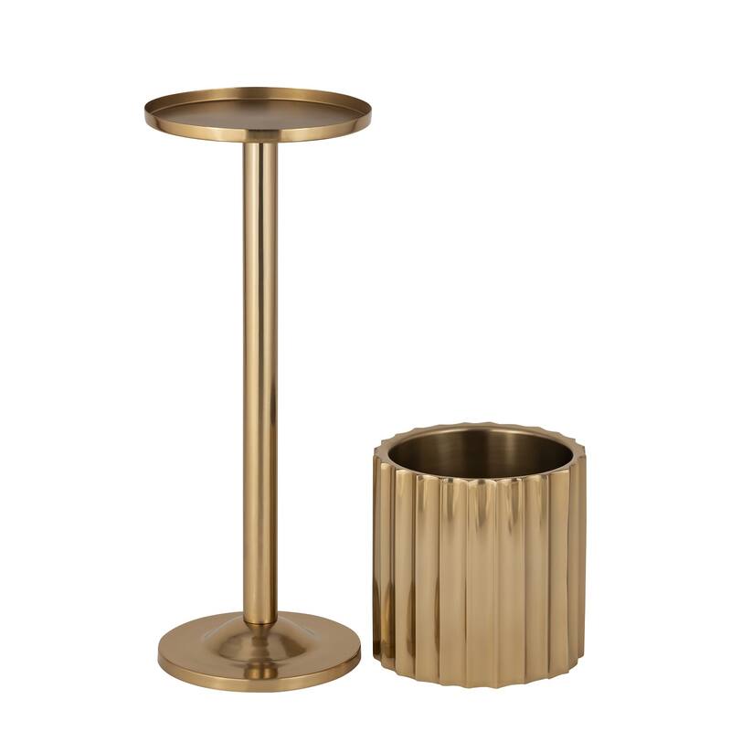 Gold Steel Ice Bucket Medium Double Wall