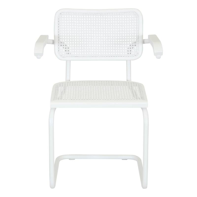 Breuer Chair Company Marcel Breuer Cesca Cane Cantilever Armchair Arm Chair w/ White Steel Frame (Various Wood & Cane Colors)