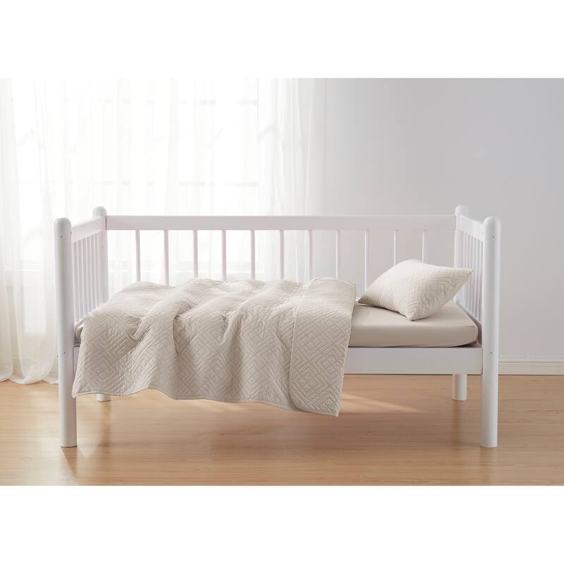 Clara Clark Diamond Weave Toddler Bedding Set, 3PC Bedspread Set - All Season Quilted Comforter, Fitted Sheet, and Pillow Sham