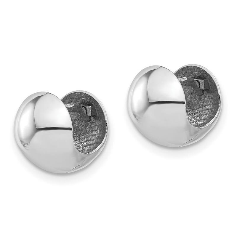 Curata 14k White Gold Polished Round Earrings - 10.95x12.18mm