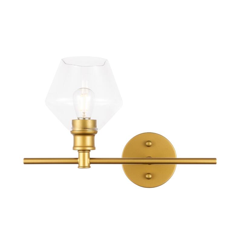 Gerald 1-Light Glass Right Wall sconce - 14.7/10.2 - 14.7/10.2 - Brass/Clear