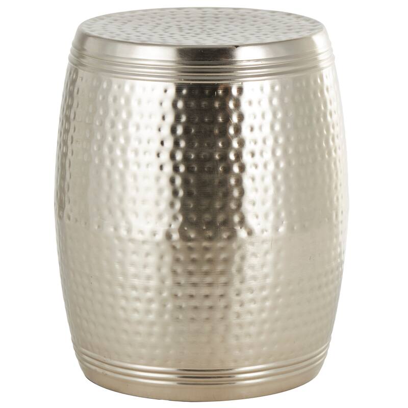 Metal Drum Handmade Accent Table with Hammered Design - Brown, Silver, Copper, or Gold - Roche River Decor - Copper