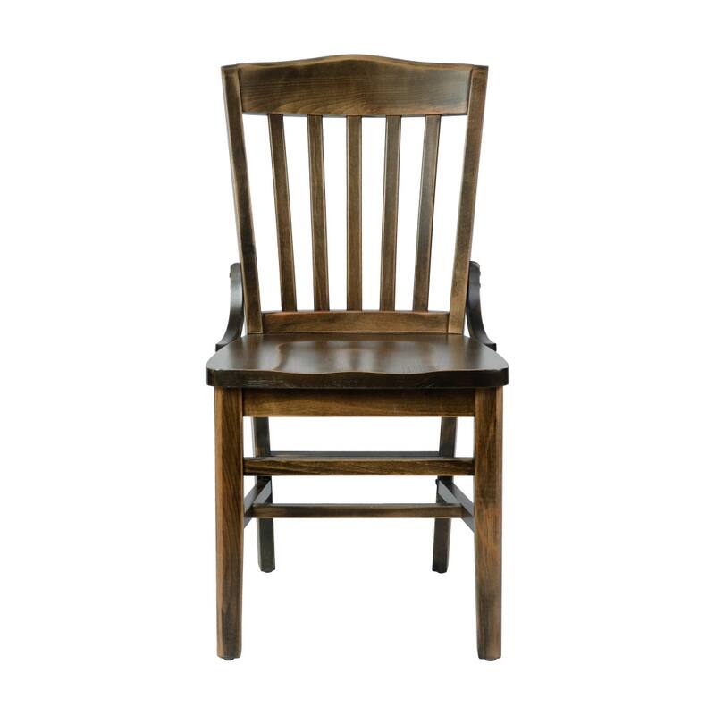 School House Back Wooden Restaurant Dining Chair - 18.5"W x 21.5"D x 35"H