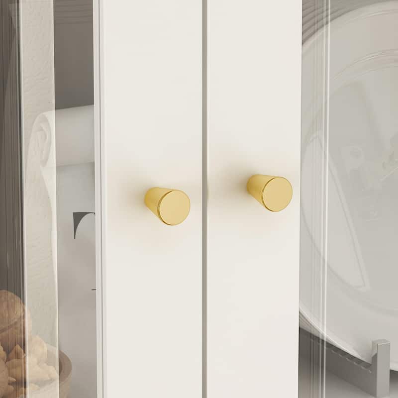 Tall Storage Cabinet,Kitchen Pantry Cabinet with 4 Glass Doors,White - 78.7"H
