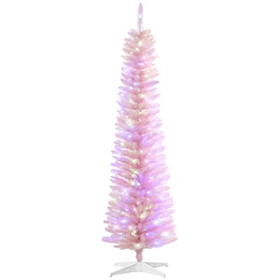 6ft Pre-Lit Pink Artificial Christmas Tree with 200 LED Lights and 8 Modes