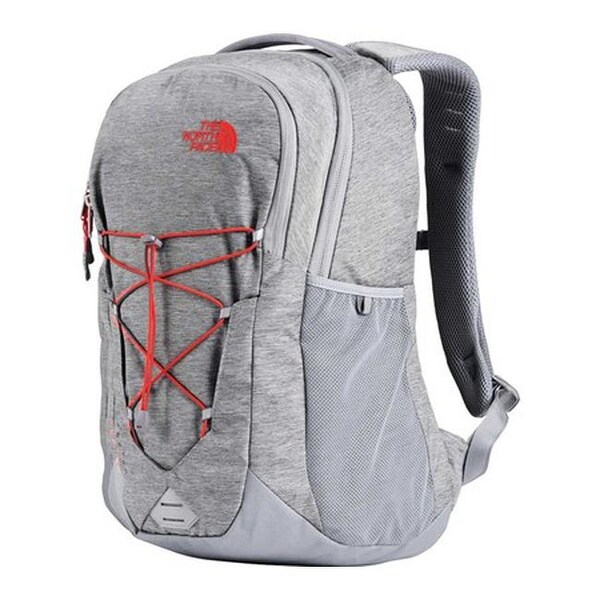 north face backpack grey and red