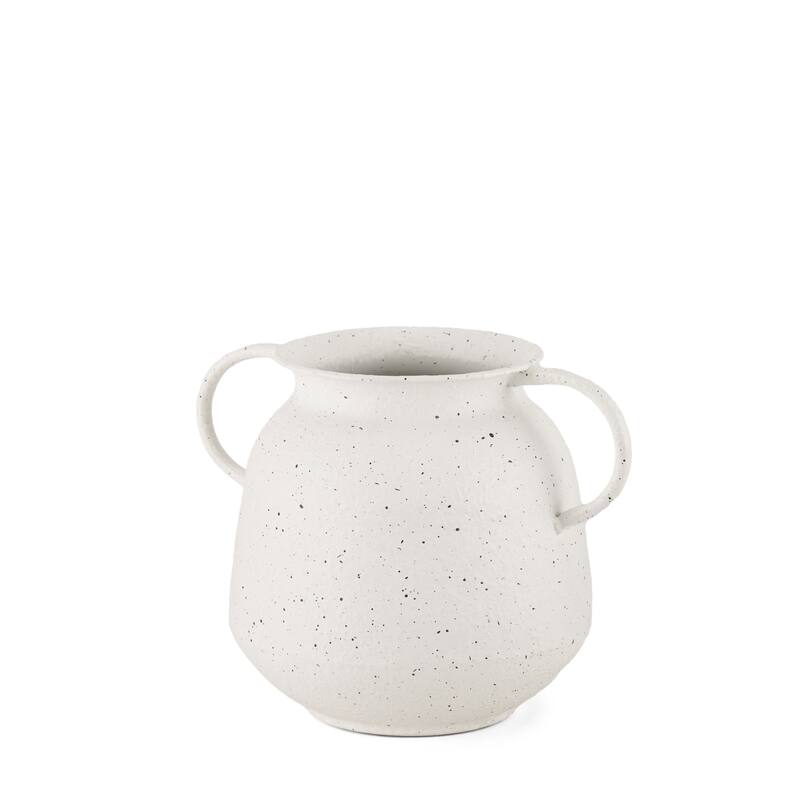 7" White Speckle Metal Amphora Table Vase - 9.45