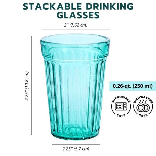 dimension image slide 2 of 6, STP Goods Pastel Collection Faceted Drinking Glasses Set of 4 - 8.3 fl oz