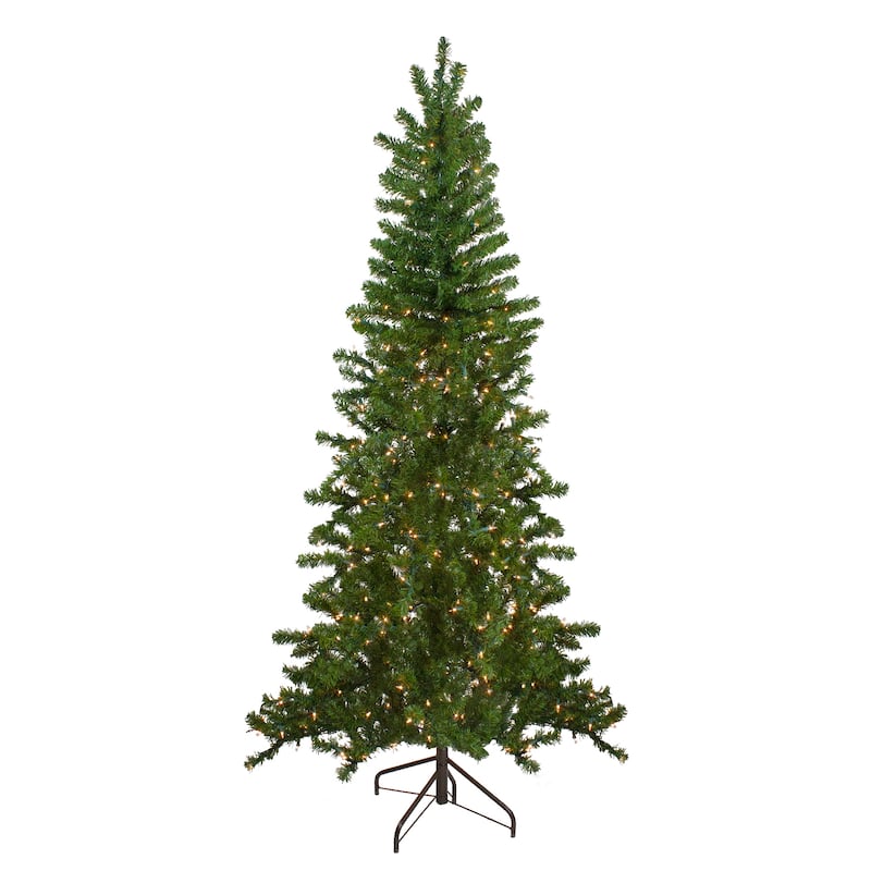 6.5' Pre-Lit Canadian Pine Slim Artificial Christmas Wall Tree - Clear