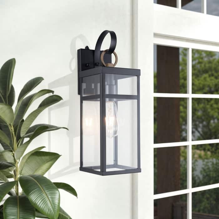 Maxax Black Metal Glass Shade Outdoor Wall Light