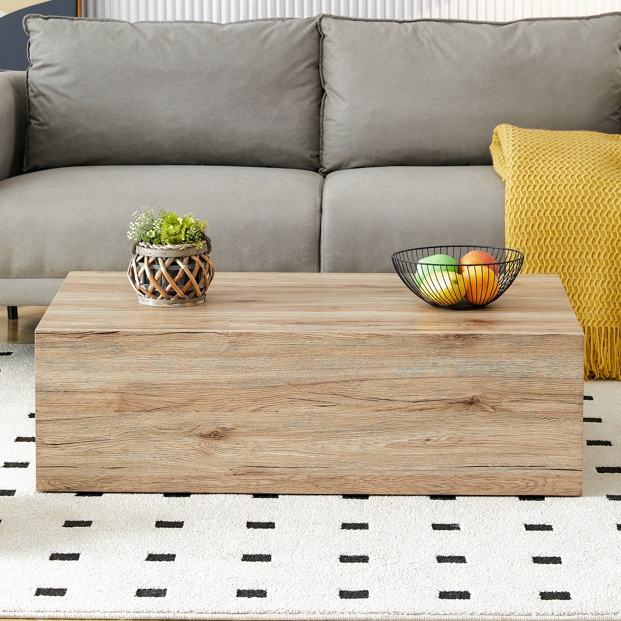 Coffee Table Wood Texture Center Table Rectangular Box Type Sofa