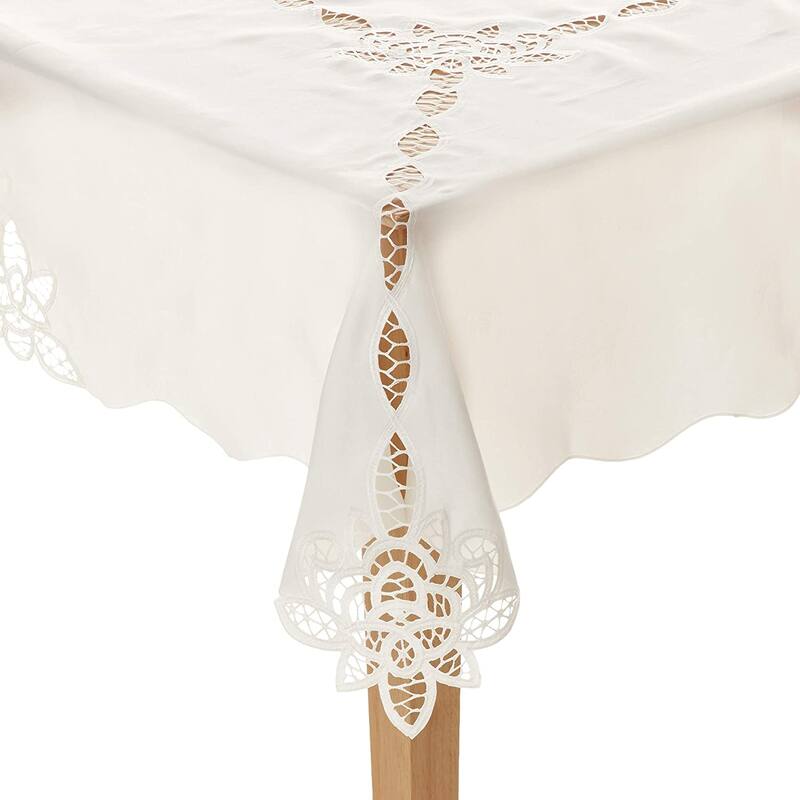 Violet Linen Betenburg Lace Pattern Tablecloth - 52" X 70" - Beige
