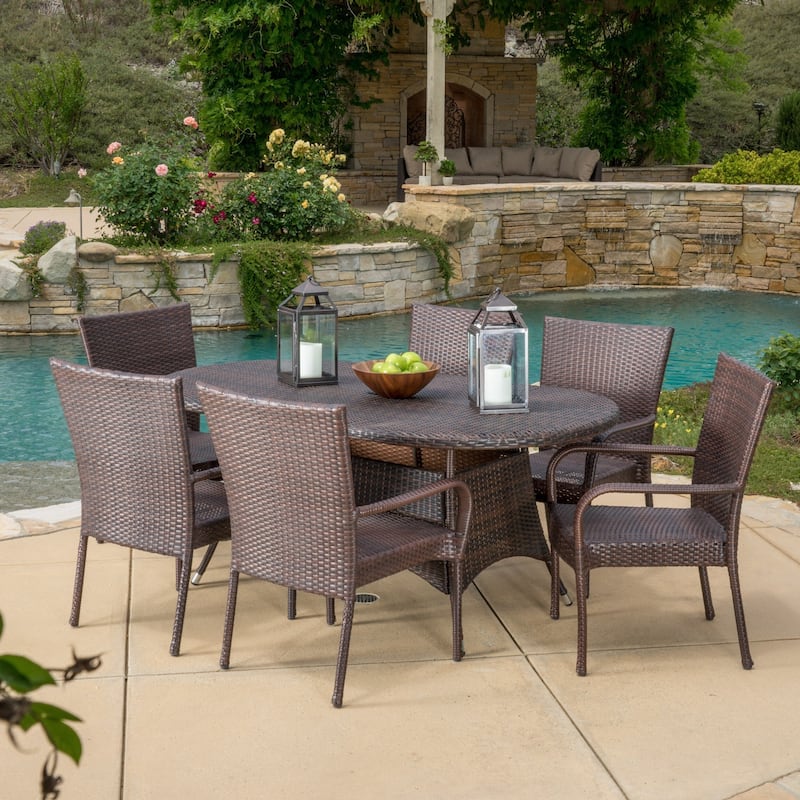 Blakely Outdoor 7-piece Wicker Dining Set by Christopher Knight Home - 7-Piece Sets