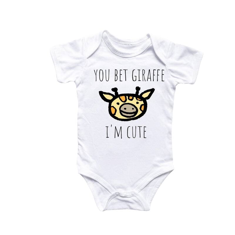 Giraffe Safari Animal - Baby Boy Girl Clothes Infant Bodysuit Funny Cute Newborn - Blue - 0-3M