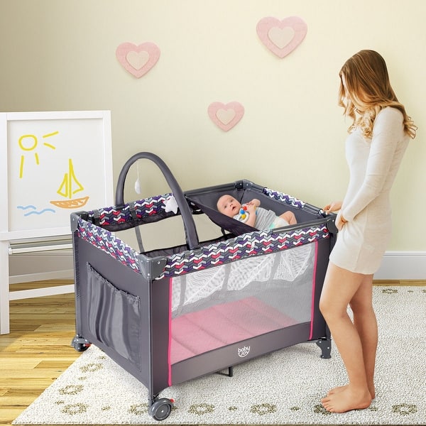 Shop Babyjoy Folding Travel Baby Crib Playpen Infant Bassinet Bed