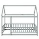preview thumbnail 110 of 127, Wood Toddler House Bed with Roof Frame and Safety Guardrails Montessori Floor Bed without Slats No Door Houseshaped Platform Bed