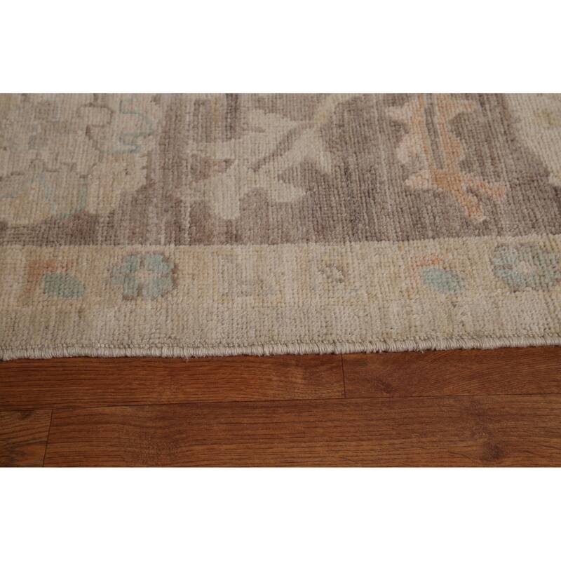 Vegetable Dye Oushak Turkish Area Rug Hand-knotted Wool Carpet - 8'4"x 9'11"