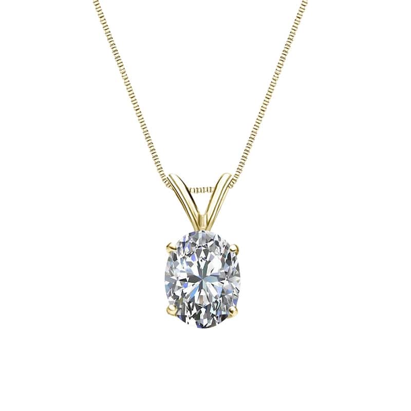 Auriya 1/4cttw Solitaire Oval Diamond Necklace 14k Gold (G-H, VS1-VS2) - Yellow