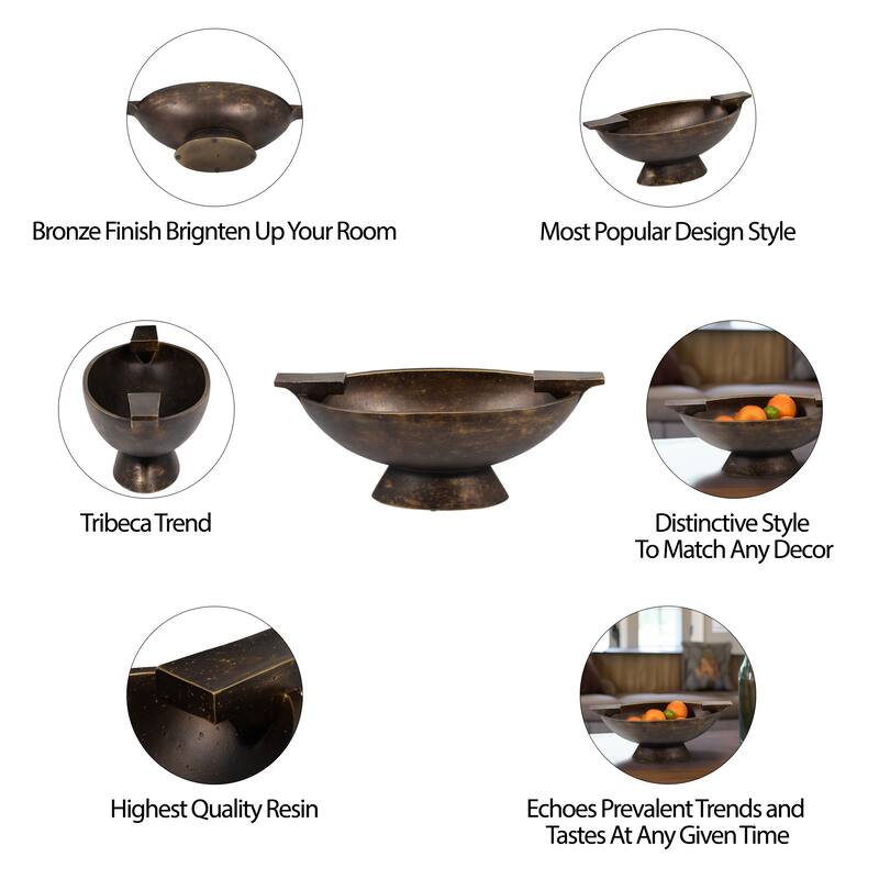 Sagebrook Home 20" Primia Decor Bowl, Bronze, 7"H - 20" x 9" x 7"