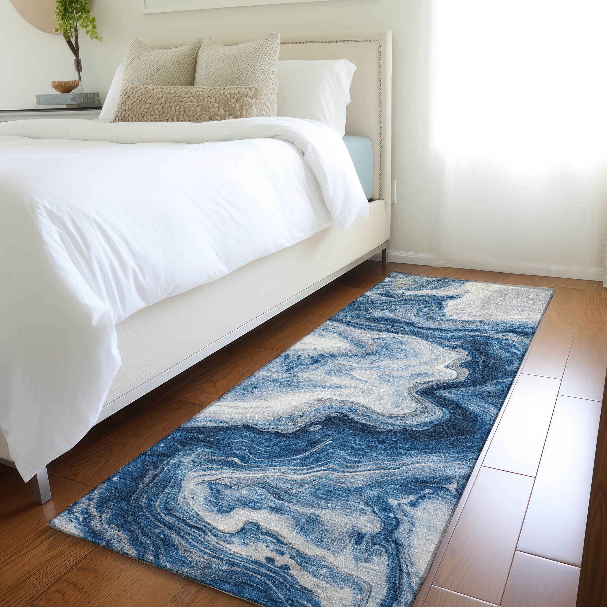 Machine Washable Indoor/ Outdoor Abstract Chantille Rug