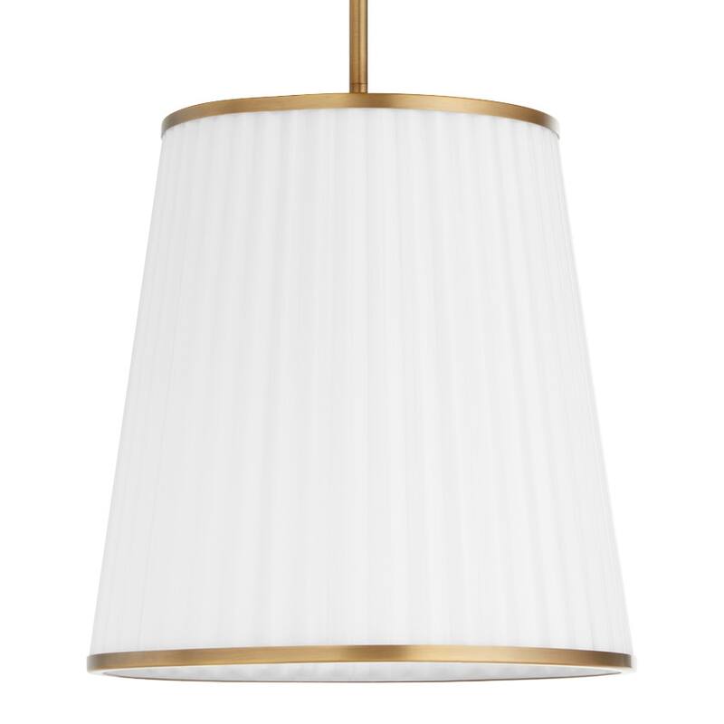 Quorum International 8309-3 Marlon 14" Wide Pendant with Ribbed, Opal - Brushed Brass