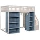 preview thumbnail 8 of 9, Multi-Functional Full Size Loft Bed with 2 Four-layer Storage Cabinets and Curtain, Large Storage Space, White+Blue