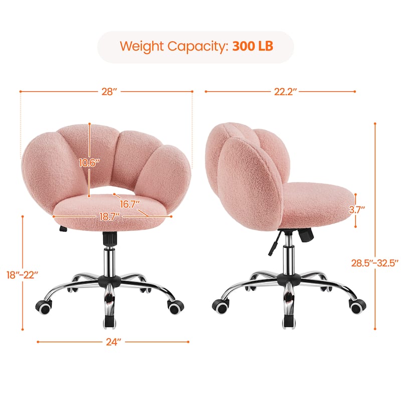 Yaheetech Upholstered Desk Chair Rolling Computer Chair with Cloud-shaped Backrest