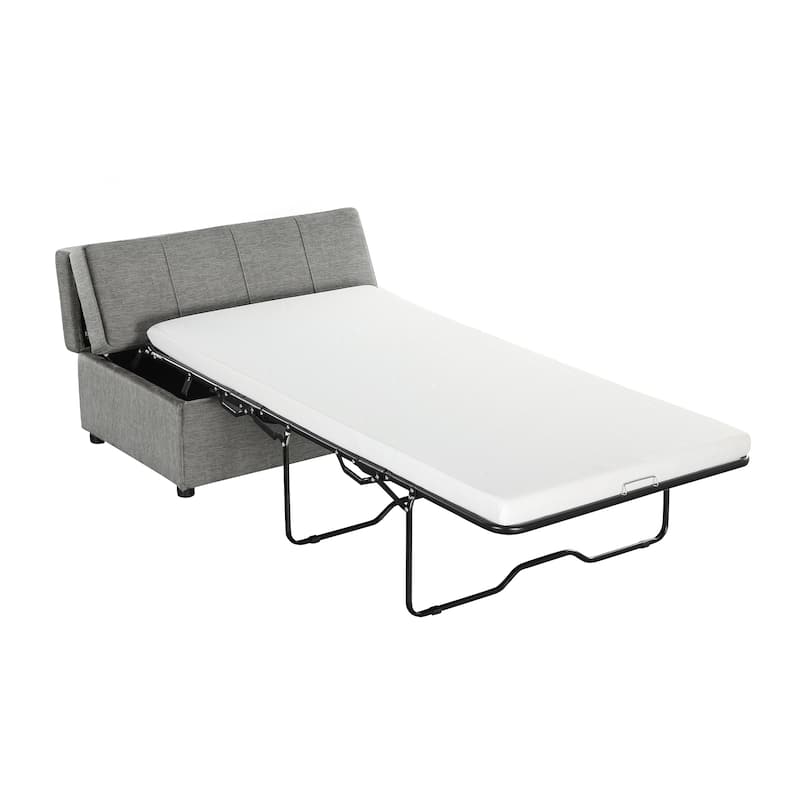 Folding Ottoman Sleeper Couch Bed with Mattress, Convertible Guest Bed, Pull-Out Ottoman Sofa Bed