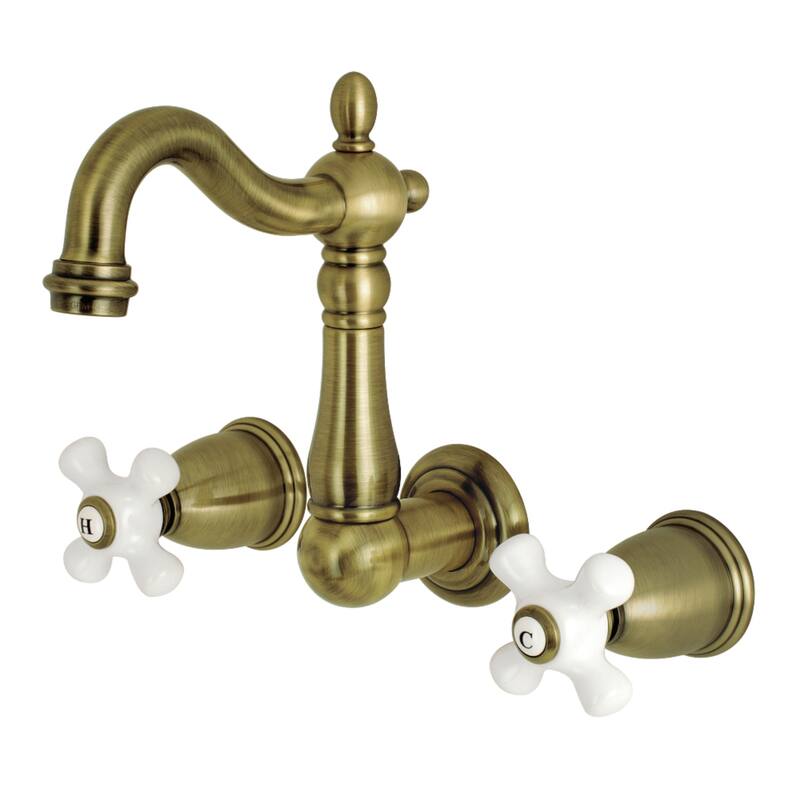 Heritage Two-Handle 3-Hole Wall Mount Bathroom Faucet