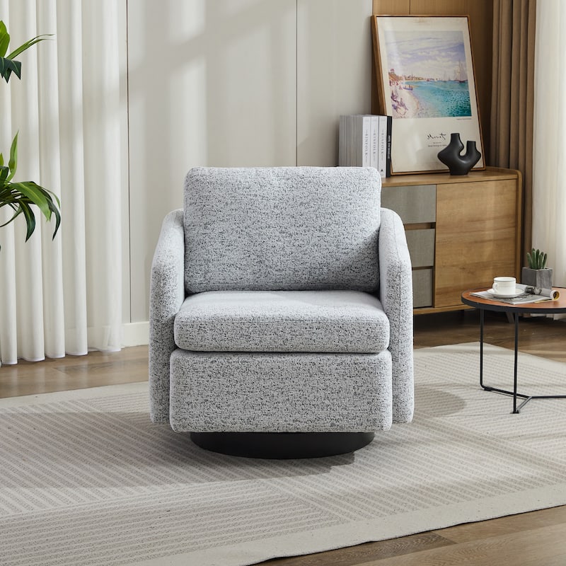31.5"W Swivel Accent Chair and Comfy Round Accent Single Sofa Chair, 360 Degree Club Chair - White