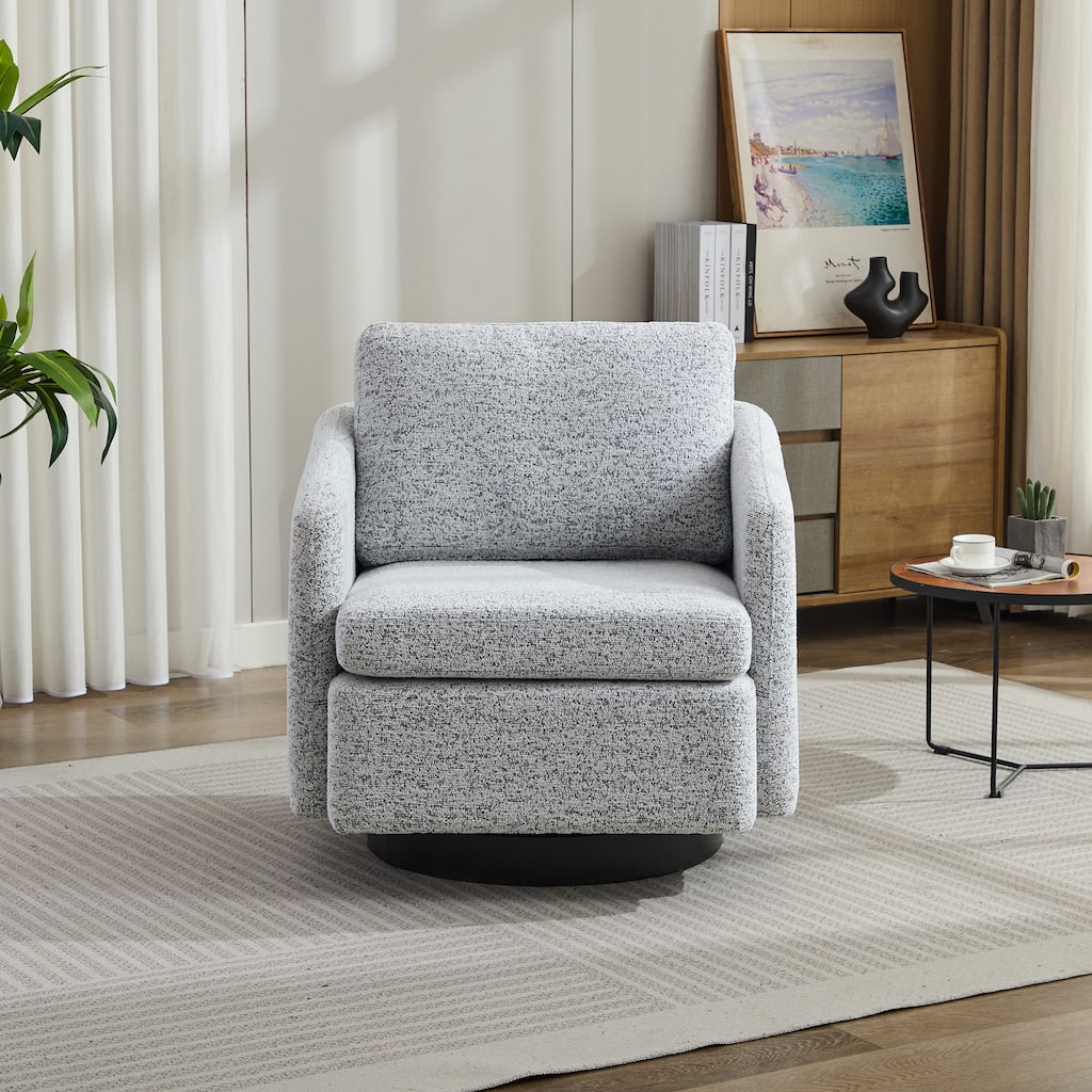 Swivel Accent Chair with Thick Cushions, Round Accent Single Sofa Chair, 360 Degree Club Chair Lounge Armchair