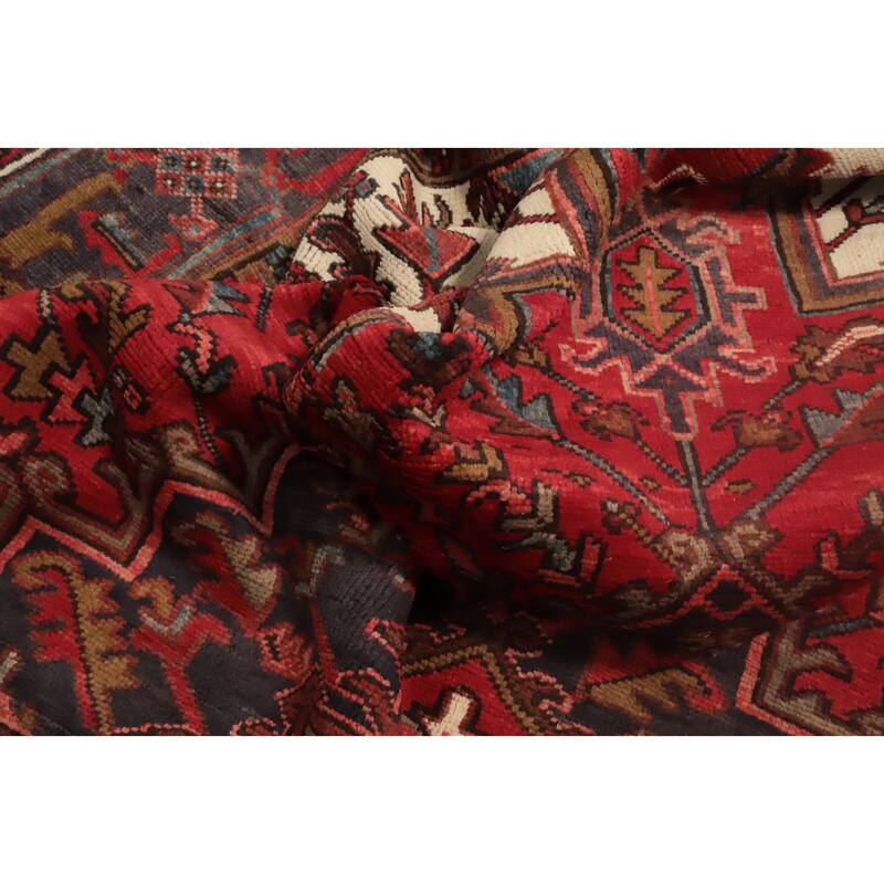 Hand Knotted Oriental 100% Wool Carpet Traditional Medallion Red Heriz Area Rug - 10' 8'' X 7' 9''