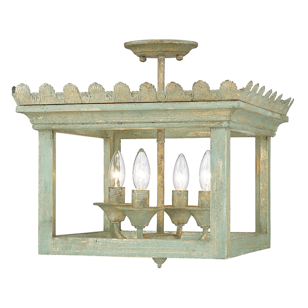 Golden Lighting Finley 4-light Semi-Flush Mount in Vintage Sage - 19x16.25"